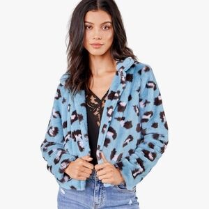 🦄JoyJoy Vibrant Blue Teddy Jacket with Black Pattern